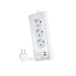 nanocable regleta de sobremesa con 3x shuckos, 1x usb c y 1x usb a iluminacion led con interruptor cable de 1.50m