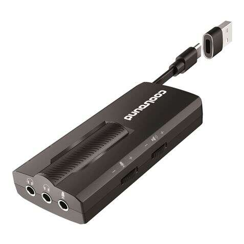 coolsound tarjeta de sonido externa 7.1 usb c adaptador a usb a entradas microfono, auriculares 3.5mm 3 pin, auricular + microfono 3.5mm 4 pin