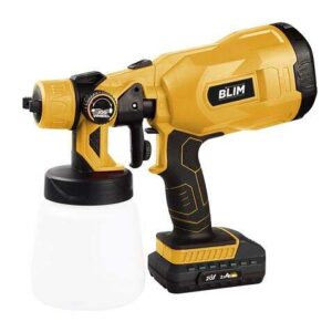 blim pistola para pintar a bateria 120w 20v 2ah deposito 800ml boquilla de 1,8mm max. maxima viscosidad 60 din/sec manejo sencillo