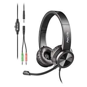 ngs msx 11 pro auriculares con microfono flexible diadema ajustable almohadillas acolchadas control en cable cable de 1.80m
