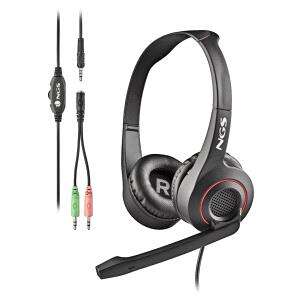 ngs msx 10 pro auriculares con microfono plegable diadema ajustable almohadillas acolchadas control en cable cable de 1.80m