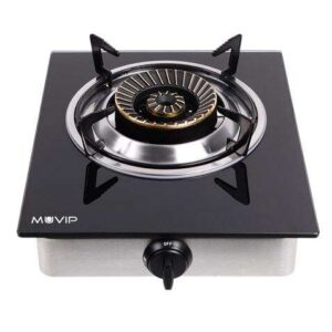 muvip cocina de gas inox 1 fuego cristal templado encendido piezoelectrico quemador de hierro fundido desmontable