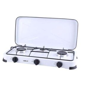 muvip cocina de gas 3 fuegos encendido manual rejillas extraibles tapa protectora