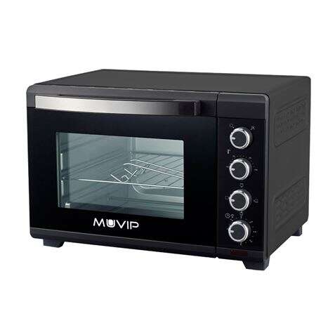 muvip horno 2000w 48l regulador de temperatura 100º 230º exterior de acero con revestimiento selector de tiempo puerta de cristal templado