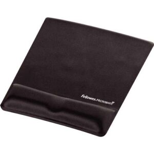 fellowes alfombrilla con reposamuñecas de espuma canal ergonomico diseñador para evitar dolor de muñeca color negro