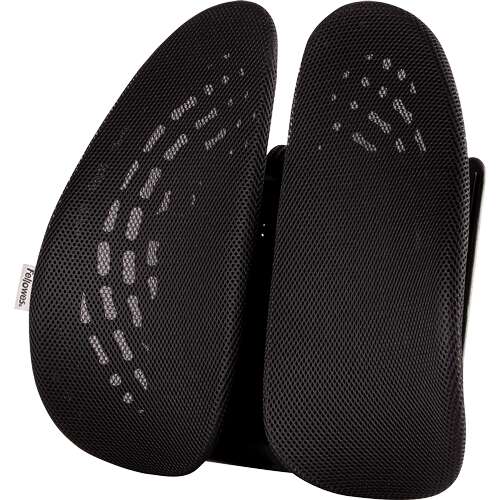 fellowes back angel respaldo ergonomico moldeable ajustable en 7 alturas adaptable a la mayoria de sillas color negro