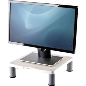 fellowes soporte estandar para monitor ajustable en 3 alturas pies antideslizantes hasta 27kg color gris