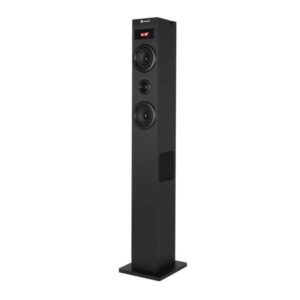 ngs sky charm 2.1 torre de sonido bluetooth 80w mando a distancia pantalla led usb, radio fm, aux in y entrada optica tv carcasa de madera