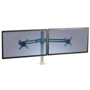 fellowes accesorio brazo doble para estación de trabajo lotus ajustable en altura hasta 26 pulgadas y 5.8kg color plata