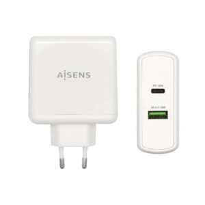 aisens cargador para smartphone 48w 1x usb c pd3.0 30w, 1x usb a qc3.0 18w