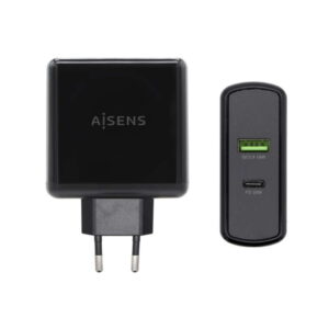 aisens cargador para smartphone 48w 1x usb c pd3.0 30w, 1x usb a qc3.0 18w