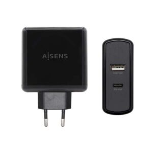 aisens cargador para smartphone 57w 1x usb c pd3.0 45w, 1x usb a 5v/2.4a 12w