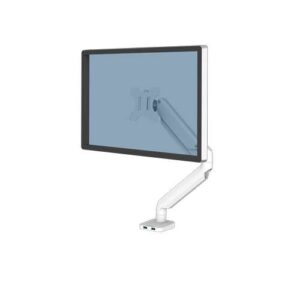 fellowes platinum series brazo para monitor individual ajustable con muelle de gas 2 puertos usb sistema de gestion de cables color blanco
