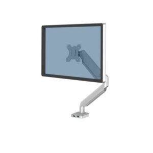 fellowes platinum series brazo para monitor individual ajustable con muelle de gas 2 puertos usb sistema de gestion de cables color plata