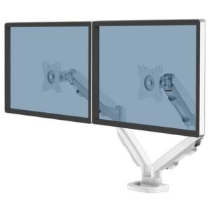 fellowes eppa brazo para monitor doble hasta 39" y 8kg ajustable con muelle de gas color blanco