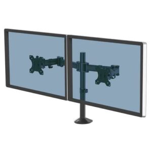 fellowes reflex brazo para monitor doble hasta 27" y 8kg ajustable en altura y profundidad gestion de cables integrada color negro