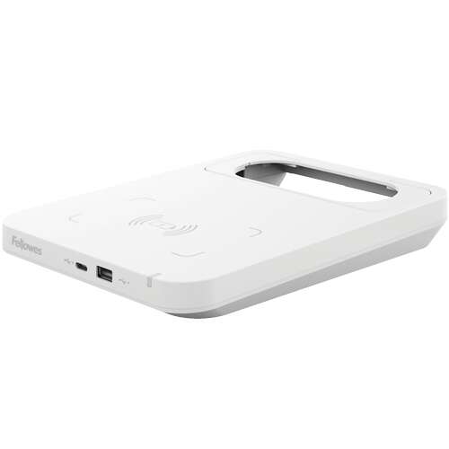 fellowes tallo cargador inalambrico 2 puertos usb carga rapida color blanco