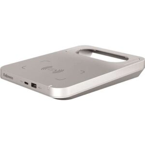 fellowes tallo cargador inalambrico 2 puertos usb carga rapida color plata