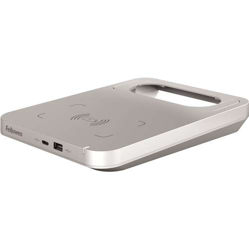 fellowes tallo cargador inalambrico 2 puertos usb carga rapida color plata
