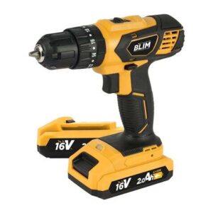 blim taladro percutor a bateria 16v 2ah 30nm par maximo 2 velocidades 0 400/0 1500rpm incluye 2 baterias y maletin de transporte