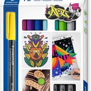 staedtler lumocolor 318 c10 pack de 10 rotuladores permanentes trazo de 0.6mm aprox secado rapido colores surtidos