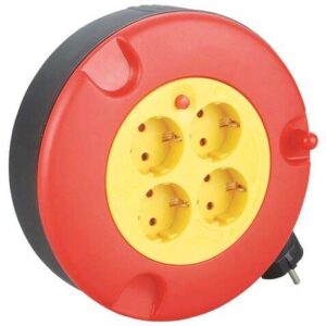 elbat enrollador alargador con proteccion termica 4 shukos carga maxima enrollado 1100w, desenrollado 3200w cable de 5m