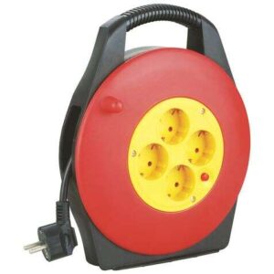 elbat enrollador alargador con proteccion termica 4 shukos carga maxima enrollado 1100w, desenrollado 3200w cable de 10m