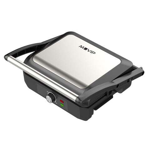 muvip sandwichera grill 2200w apertura hasta 180º temperatura regulable placa superior basculante asa tacto frio