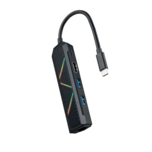 nanocable 5 en 1 hub usb c 3.0 con 2x usb a 3.0, 1x usb c pd, 1x hdmi, 1x rj45 carcasa de aluminio cable de 0.15m