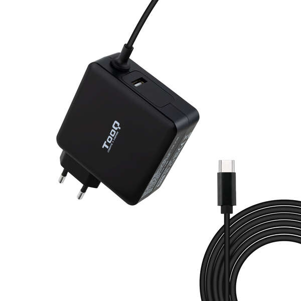 tooq cargador universal para portatil 90w usb c compatible con pd cable de 1.80m