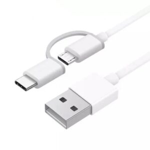 xiaomi cable usb a a microusb con adaptador a usb c longitud 1m color blanco