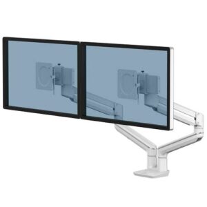 fellowes tallo brazo para monitor doble brazo giratorio de 270º sistema con muelle de gas hasta 9kg color blanco