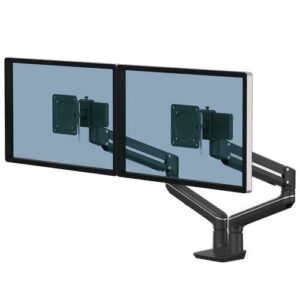 fellowes tallo brazo para monitor doble brazo giratorio de 270º sistema con muelle de gas hasta 9kg color negro