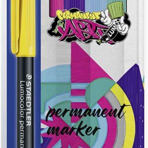 staedtler lumocolor 317 pack de 6 rotuladores permanentes punta media redonda trazo 1mm aprox capuchon con clip secado rapido colores surtidos