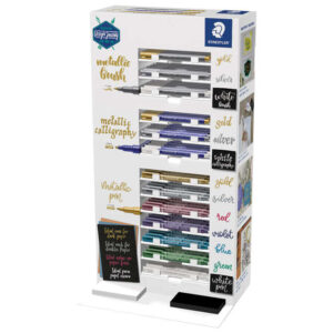 staedtler metallic expositor de 130 rotuladores de punta fina metalicos tinta base de agua colores surtidos