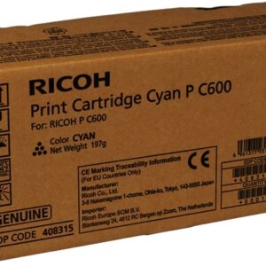 ricoh pc600 cyan cartucho de toner original 408315/p c600c