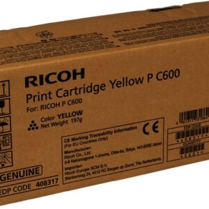 ricoh pc600 amarillo cartucho de toner original 408317/p c600y