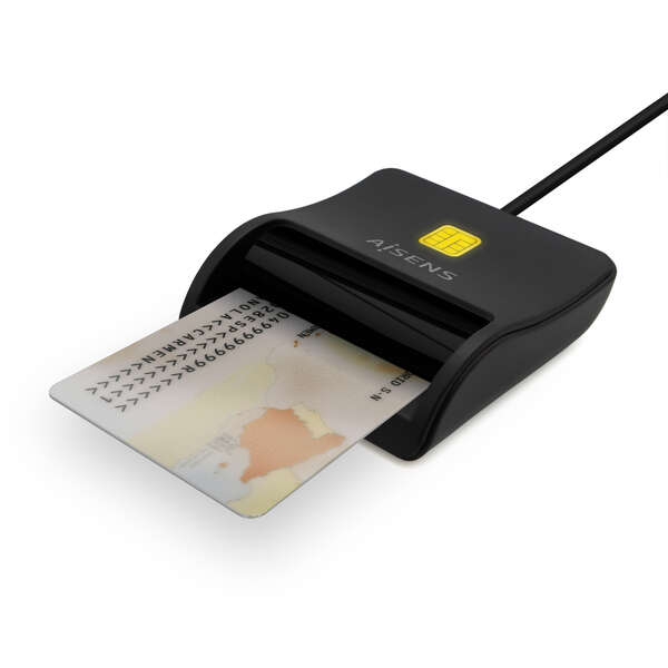 aisens lector de tarjeta inteligente dni usb c color negro