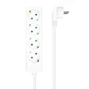 aisens regleta multiple de 4 tomas sin interruptor con cable 3×1.5mm2 1.4m color blanco
