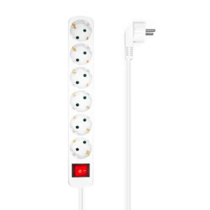 aisens regleta multiple de 6 tomas con interruptor con cable 3×1.5mm2 1.4m color blanco