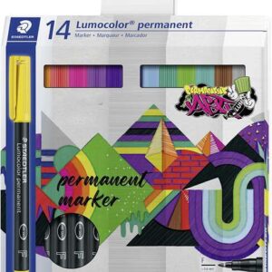 staedtler lumocolor 318 pack de 14 rotuladores permanentes trazo fino 0.6mm secado rapido muy poco olor colores surtidos