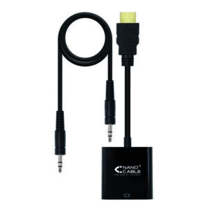 nanocable conversor hdmi a svga+audio hdmi a/m svga/h+jack 3.5/h 10cm+1.0m color negro