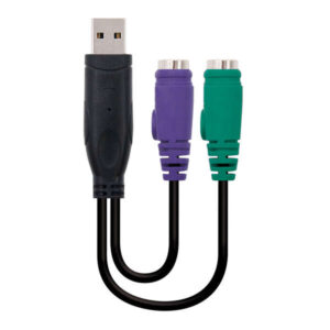nanocable conversor ps/2(teclado+ratón) a usb tipo 2xps/2/h a/m 15cm color negro