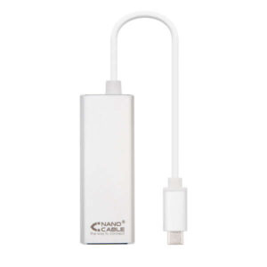 nanocable conversor usb c a ethernet gigabit 10/100/1000 mbps 15 cm color aluminio