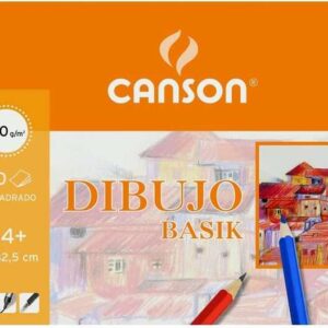canson basik cuaderno de dibujo a4+ con recuadro 20 hojas microperforadas 130g/m² color blanco