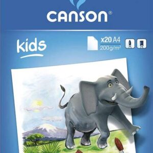 canson kids pintura bloc encolado de 20 hojas a4 21x29.7cm 200g color blanco