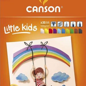 canson kids cartulina bloc encolado de 30 hojas a4 21x29.7 120g colores surtidos
