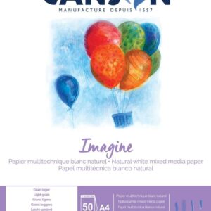 canson imagine bloc encolado de 50 hojas 200gr a4 grano fino color blanco