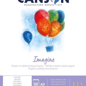 canson imagine bloc encolado de 50 hojas a3 grano fino 29.7x42cm 200g color blanco