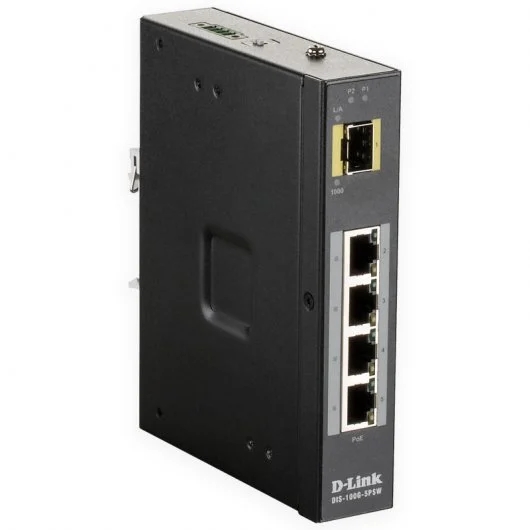 d link switch industrial no gestionable 4 puertos gigabit poe 120w + 1 puerto sfp